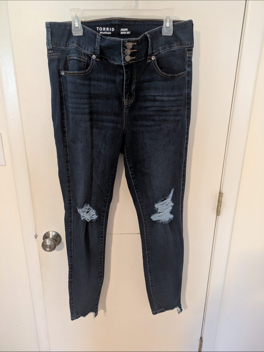 torrid Dark Wash High-Rise Jeggings with Knee Distress